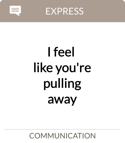 I feel like you're pulling away