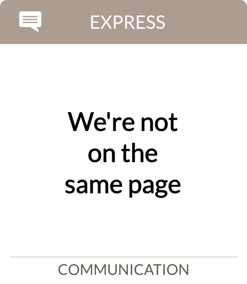 We're not on the same page